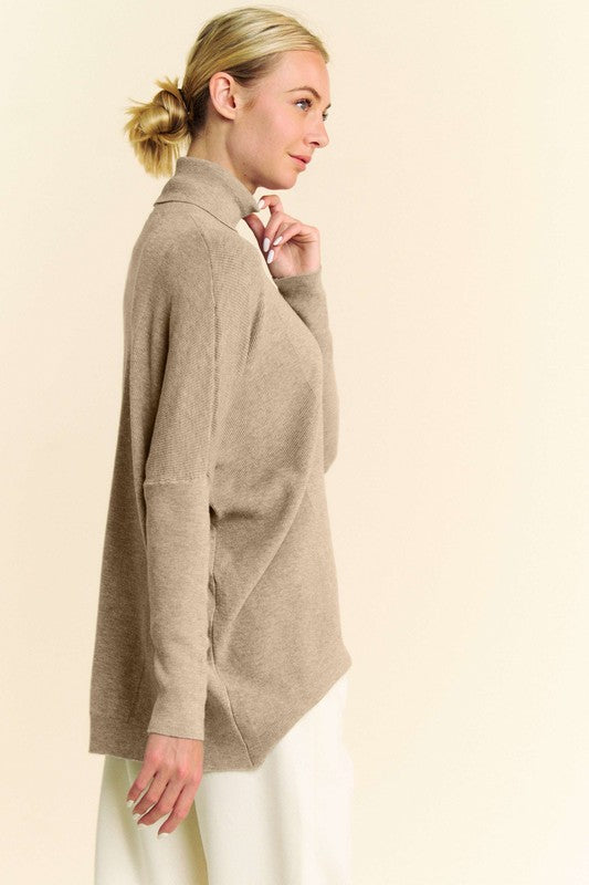 Khaki Davi Dani Turtleneck Long Sleeve Knit Top 1