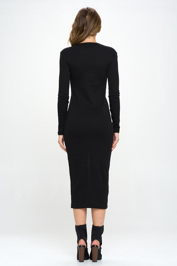 Made In Usa Solid Rib Cardigan Midi Dress