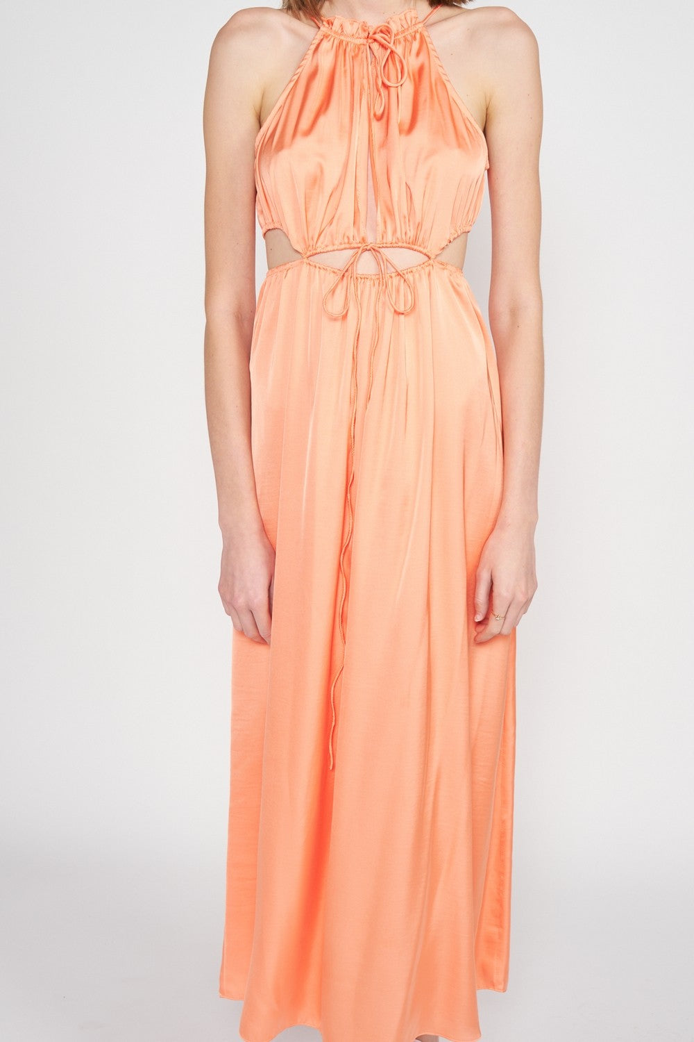 Peach Sleeveless Maxi Dress With Cutout