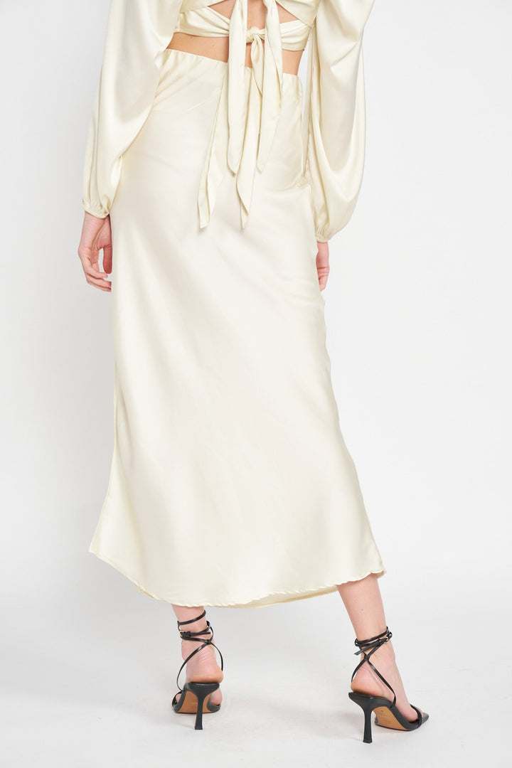 Bias Cut Maxi Skirt With Slit