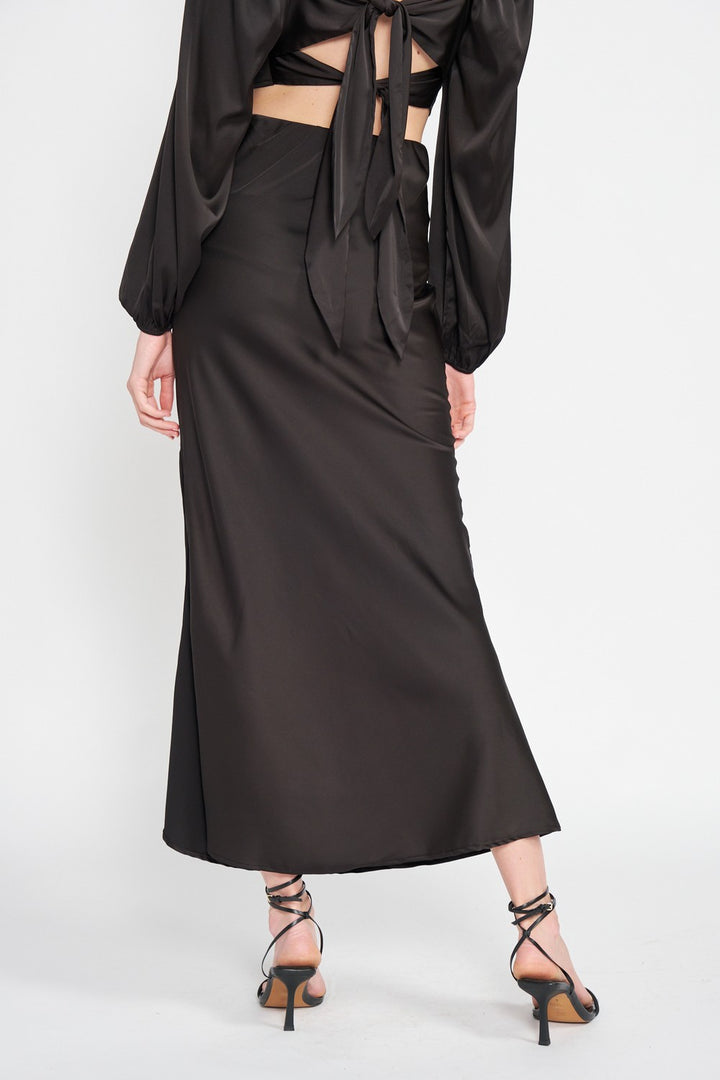 Bias Cut Maxi Skirt With Slit