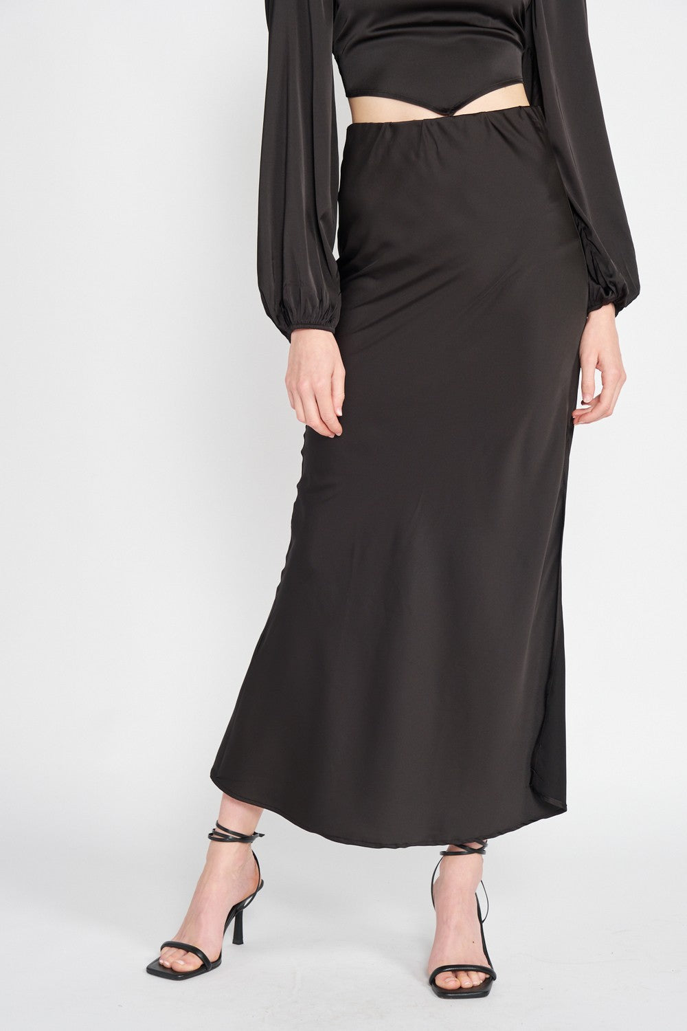 Bias Cut Maxi Skirt With Slit