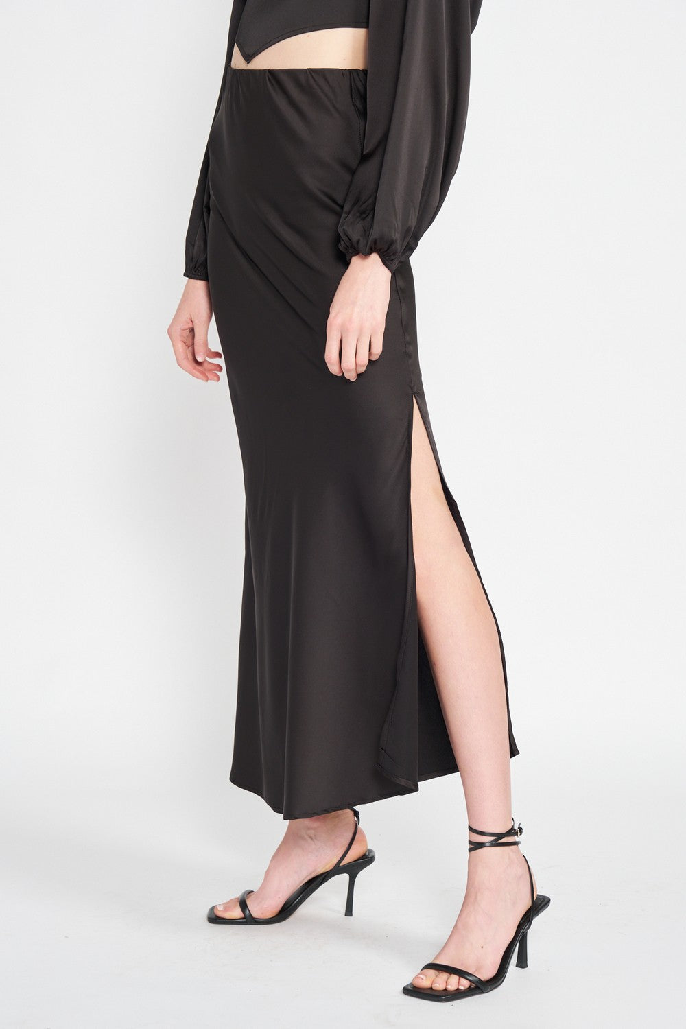 Bias Cut Maxi Skirt With Slit