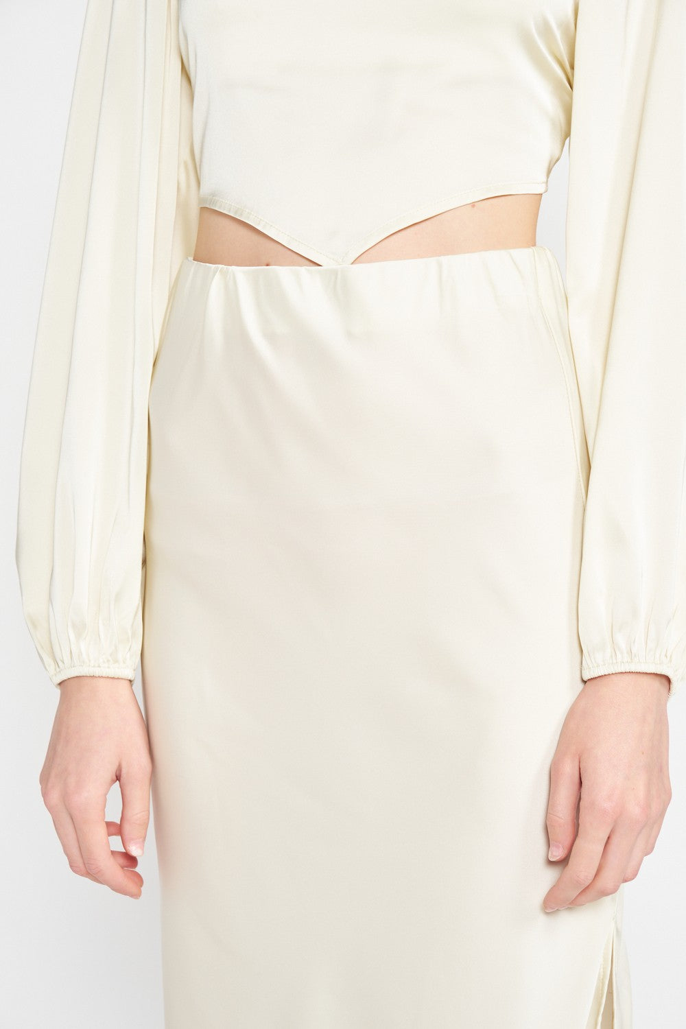 Bias Cut Maxi Skirt With Slit