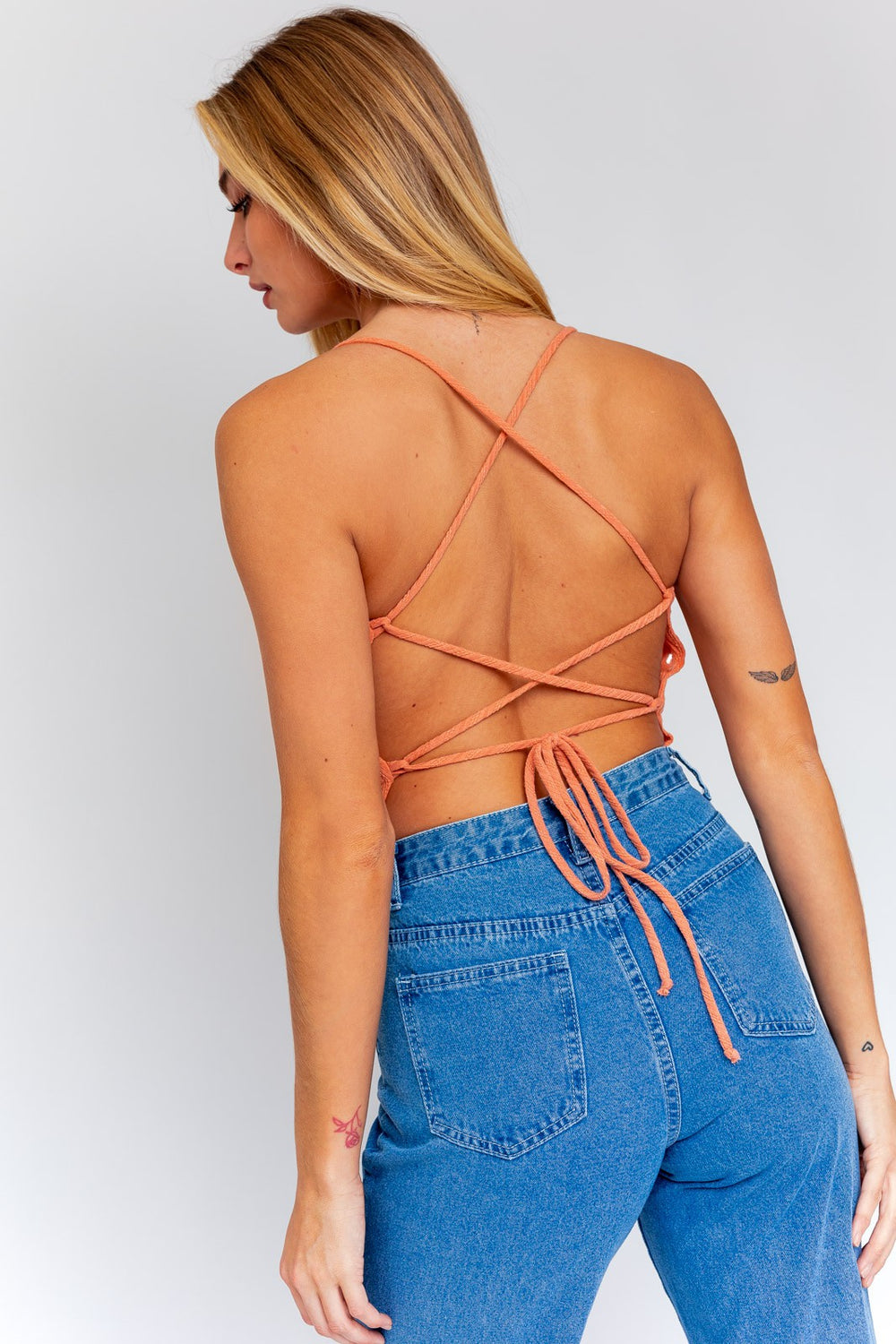 Peach Cowl Open Back Bodysuit
