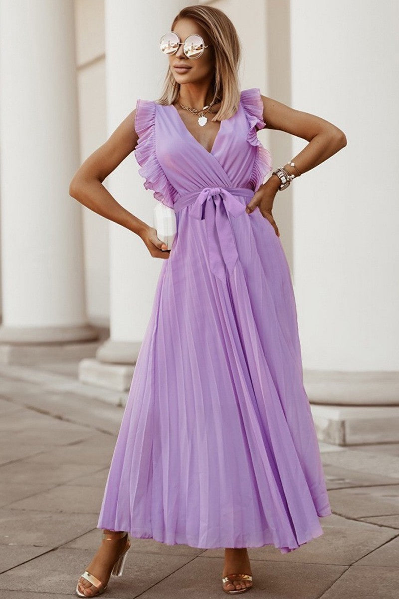 Lilac Ruffle Tie Detail Dress