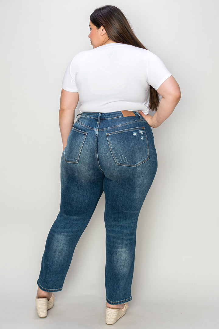 Dark Judy Blue Full Size Tummy Control High Waist Slim Jeans