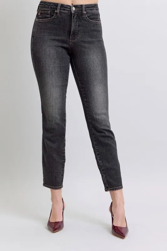 Bk Judy Blue Full Size Mid Rise Tummy Control Slim Jeans Plus Size