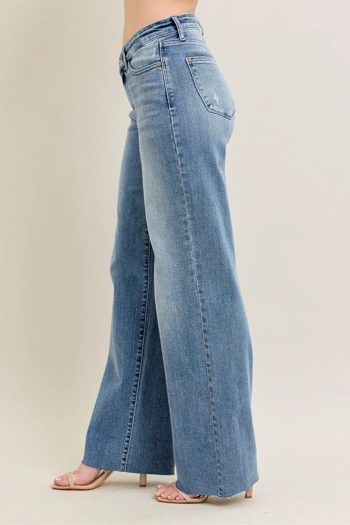 Md Judy Blue Full Size V Front Baggy Jeans Plus Size