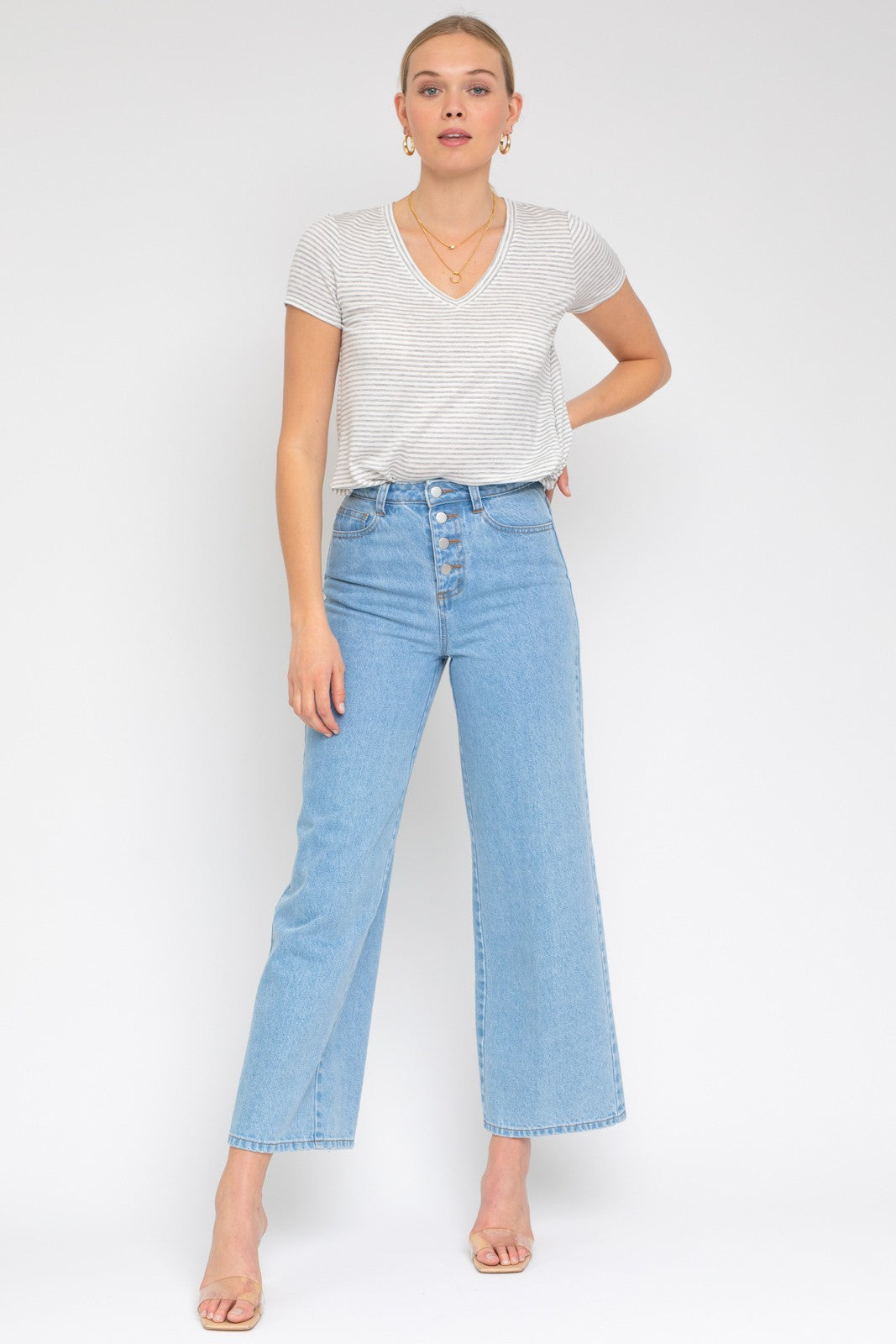 Short Sleeve V Neck Twist Front Top
