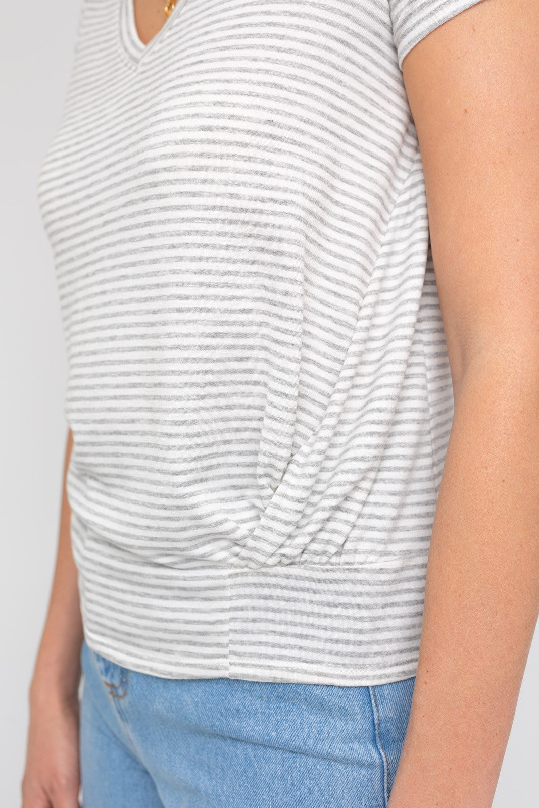 Short Sleeve V Neck Twist Front Top