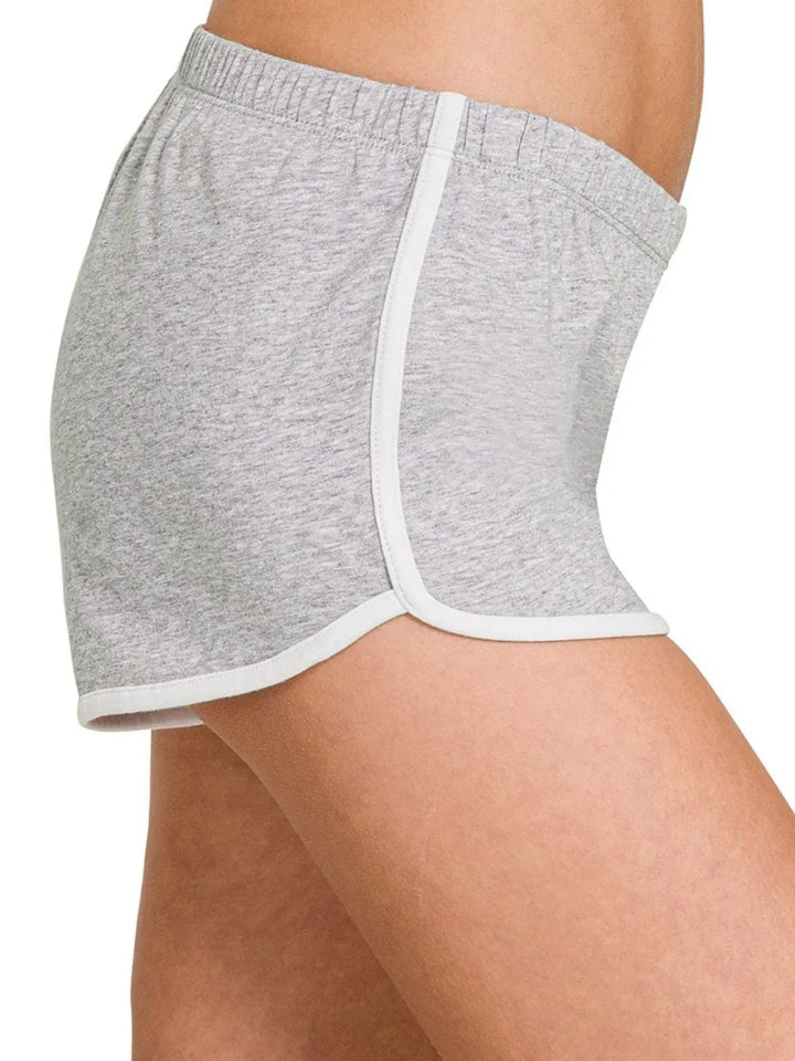 H Grey Zenana Elastic Waistband Dolphin Shorts