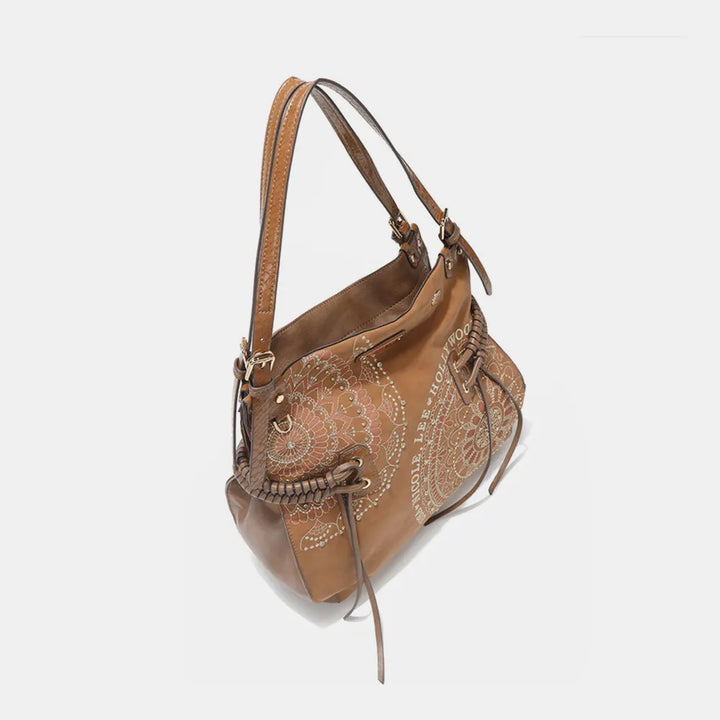 Nicole Lee Usa Side Braided Tassel Inlaid Rhinestone Embroidery Hobo Bag
