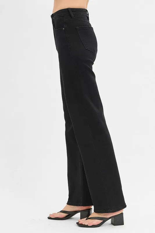 Black Risen High Rise Wide Jeans