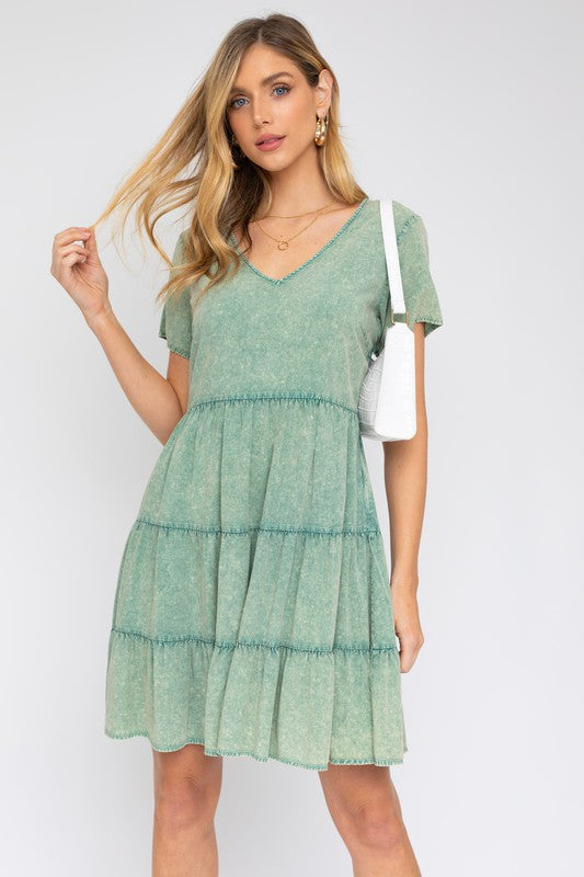 GREY Washed Baby Doll Mini Dress