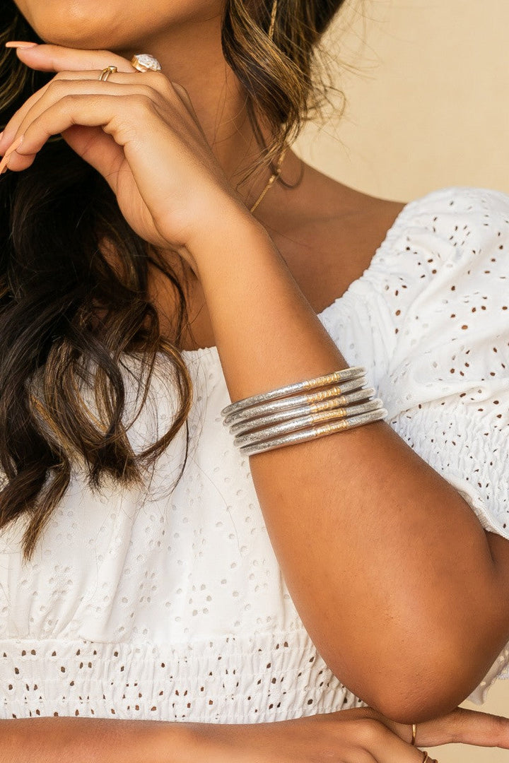 Gold Glitter Jelly Bangle Bracelets | Anekay