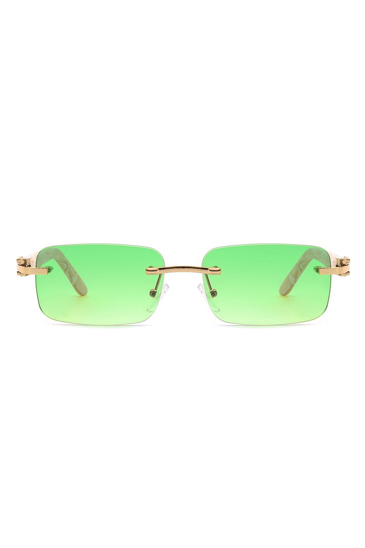 Rimless Rectangle Retro Tinted Fashion Sunglasses
