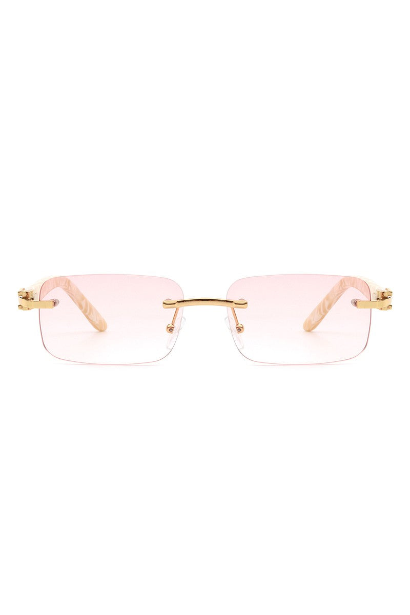 Rimless Rectangle Retro Tinted Fashion Sunglasses