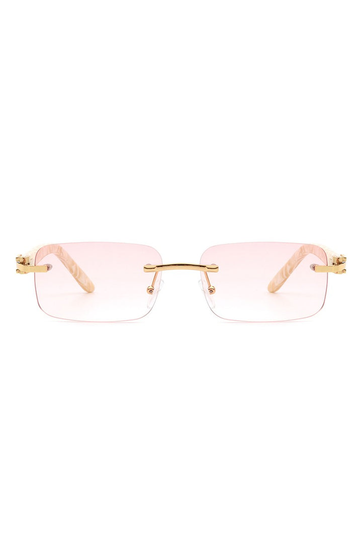 Rimless Rectangle Retro Tinted Fashion Sunglasses