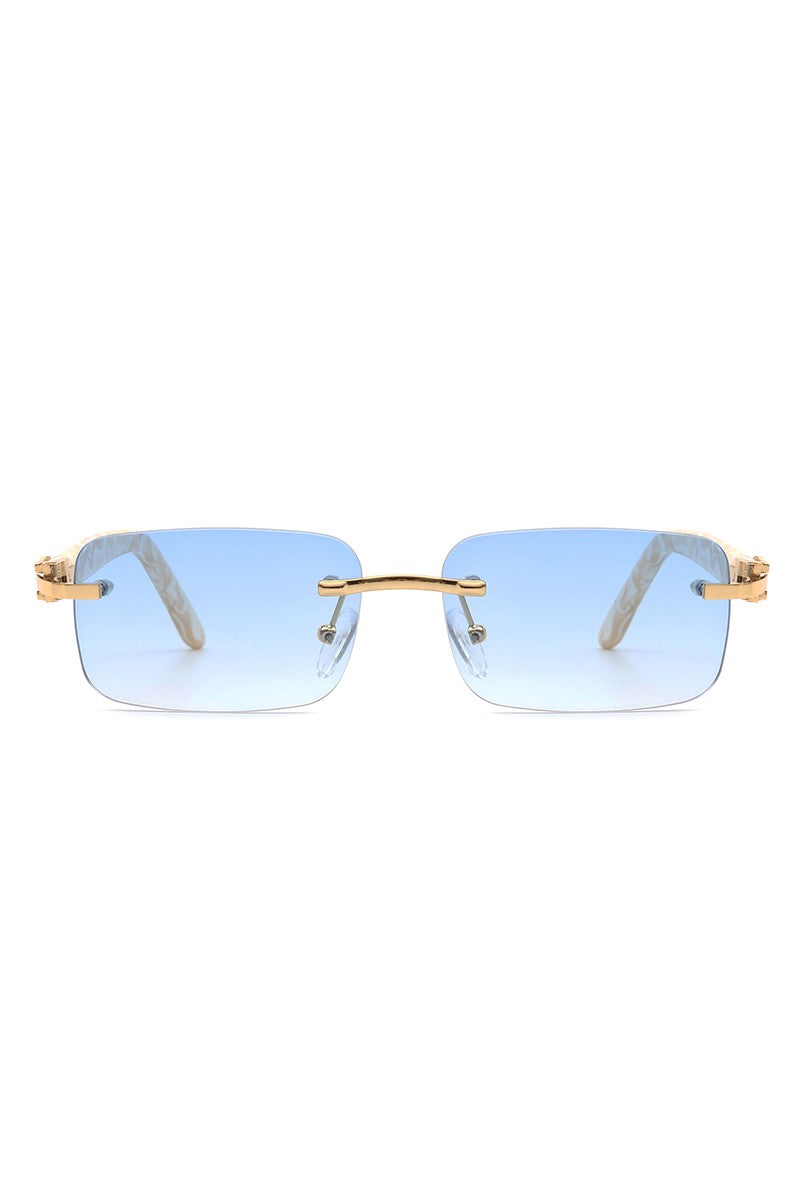 Rimless Rectangle Retro Tinted Fashion Sunglasses