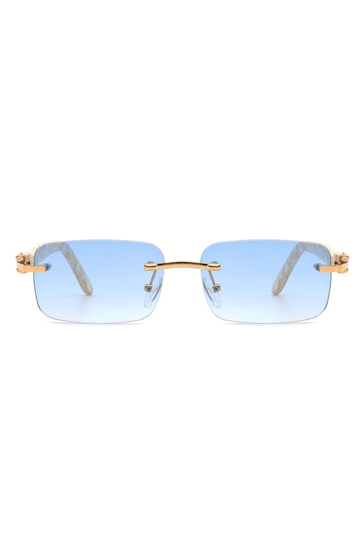 Rimless Rectangle Retro Tinted Fashion Sunglasses