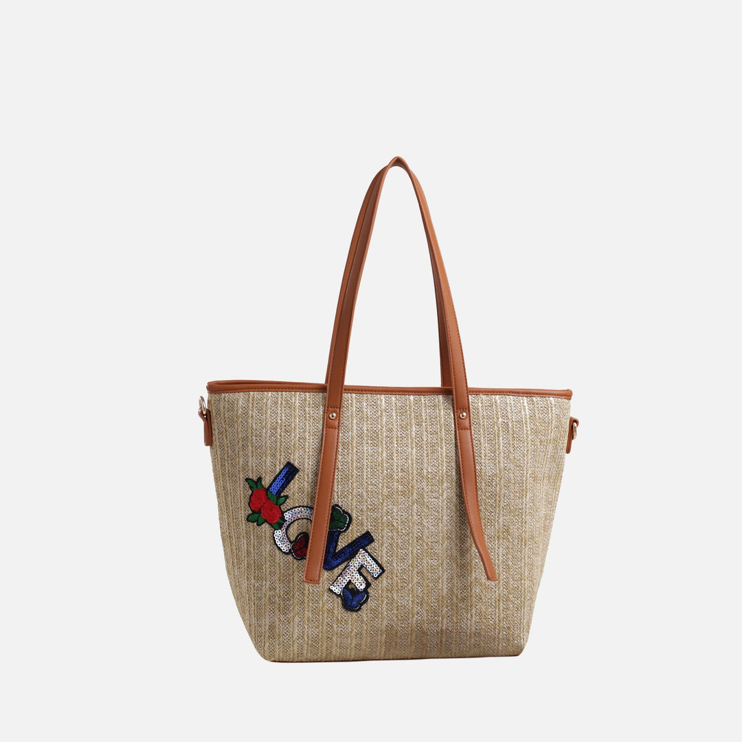 Brown MKF Collection By Mia K Hampton Woven Beach Tote Bag