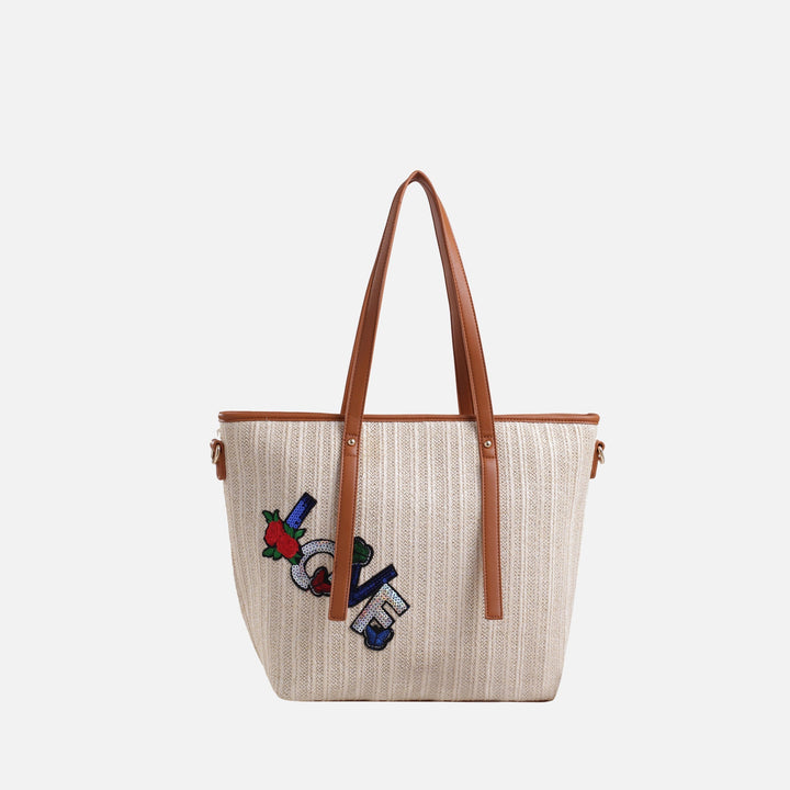 Khaki MKF Collection By Mia K Hampton Woven Beach Tote Bag
