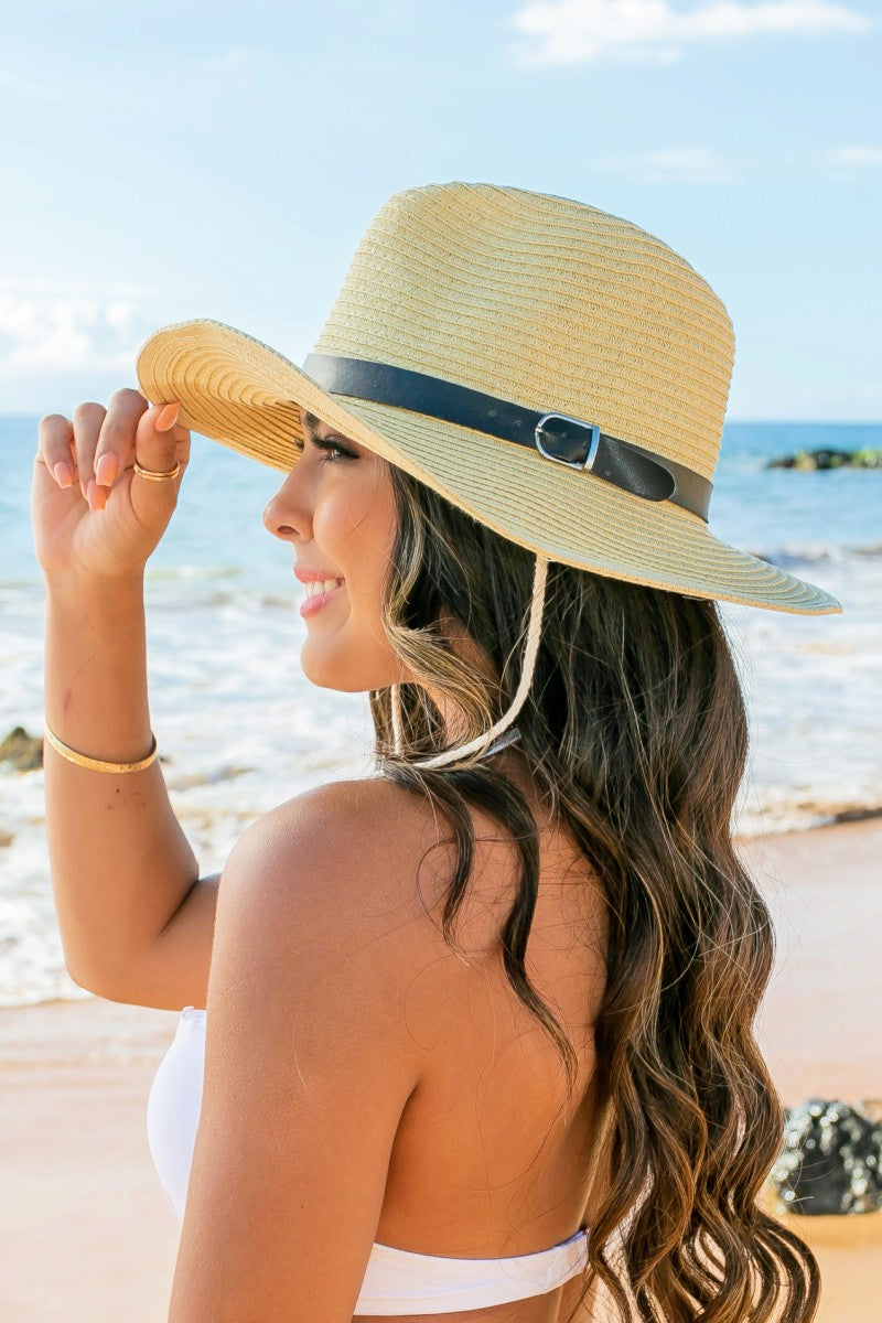 Khaki Drawstring Panama Hat
