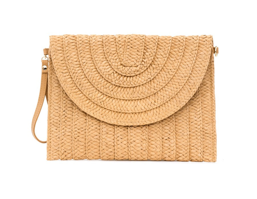 Straw Straw Foldover Convertible Clutch