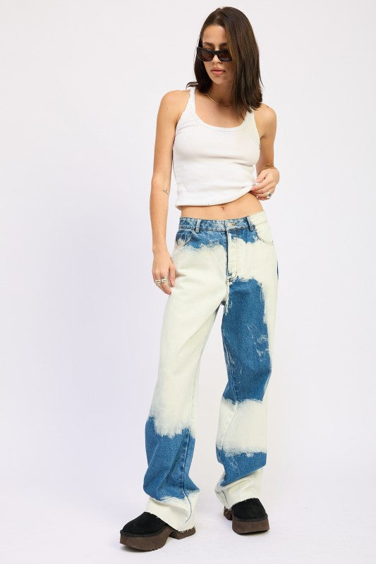 Denim High Waisted Tie Dye Jeans