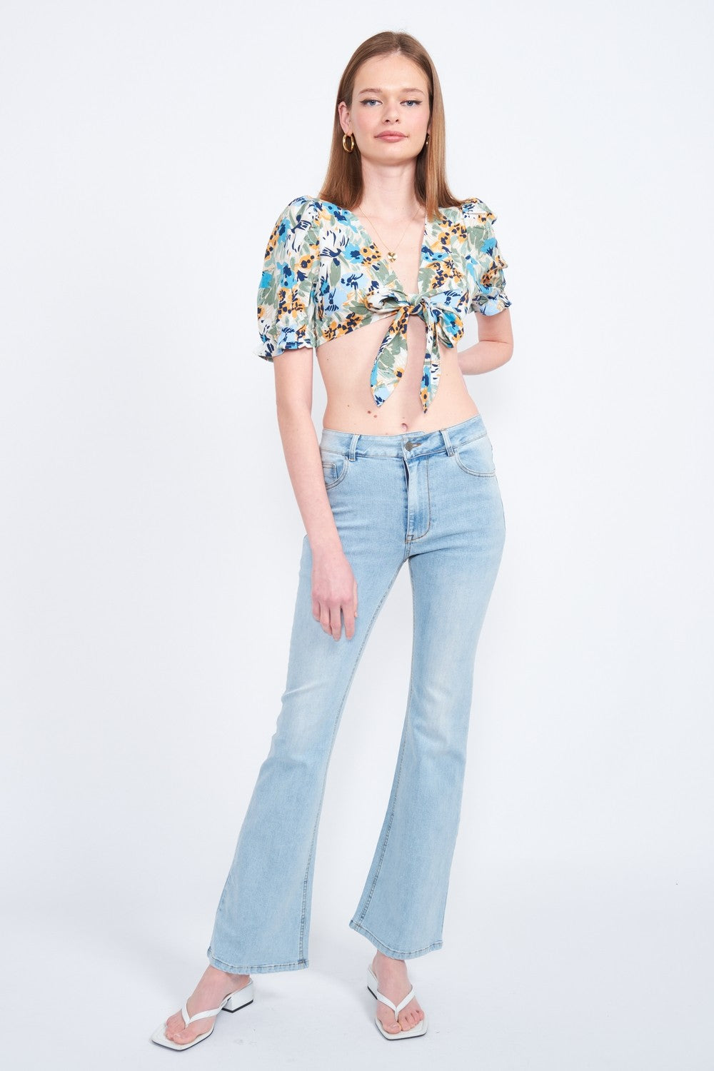 Denim High Waisted Wide Leg Denim Jeans