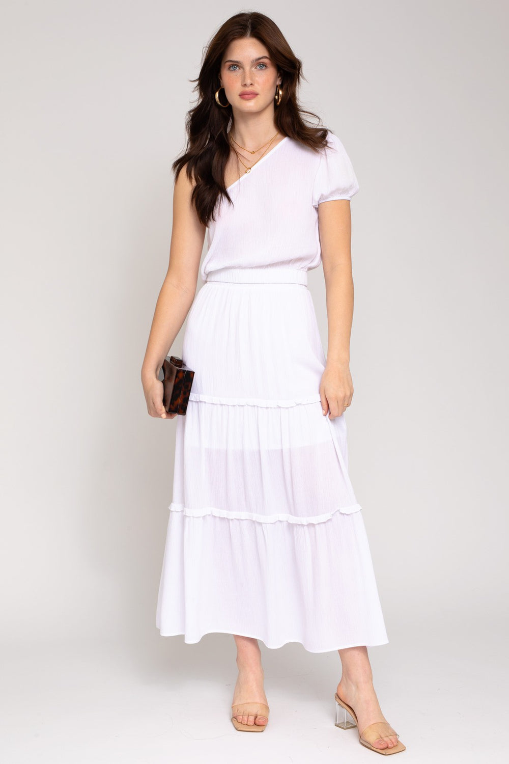 White S S One Shoulder Top