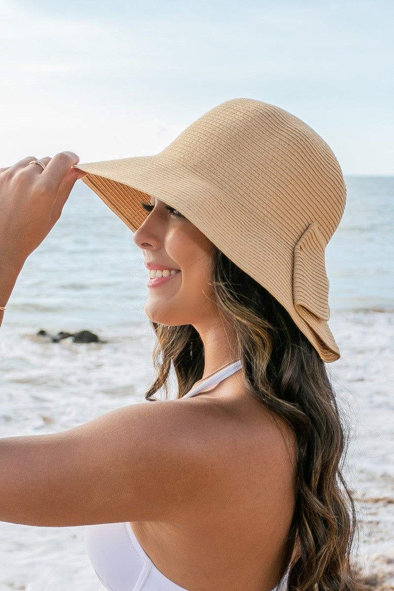 Straw Bow Back Straw Bucket Hat