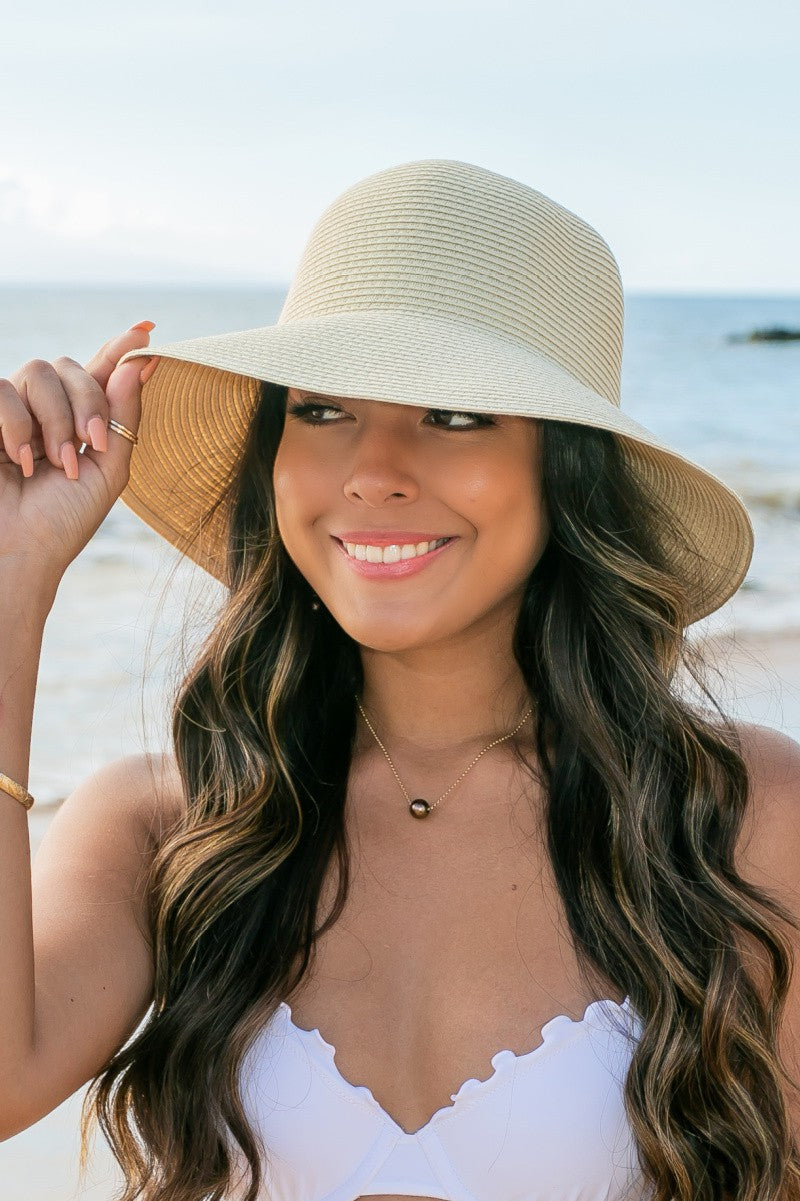Blush Bow Back Straw Bucket Hat