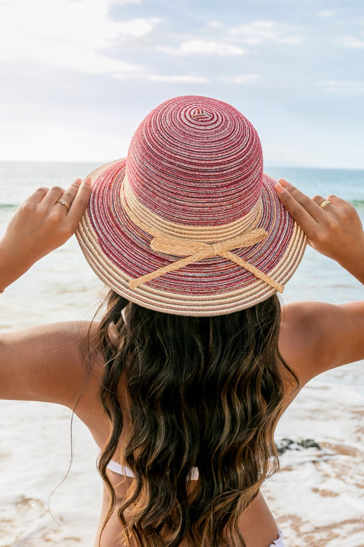 Multi Stripe Bow Accent Bucket Sunhat