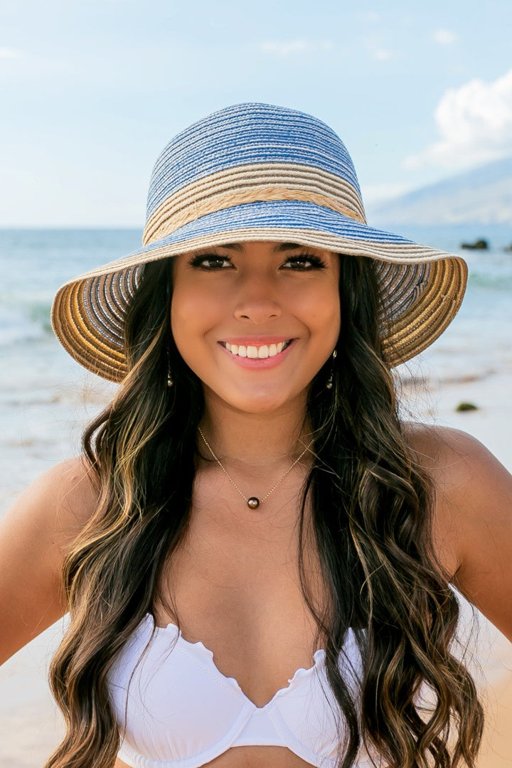 Multi Stripe Bow Accent Bucket Sunhat