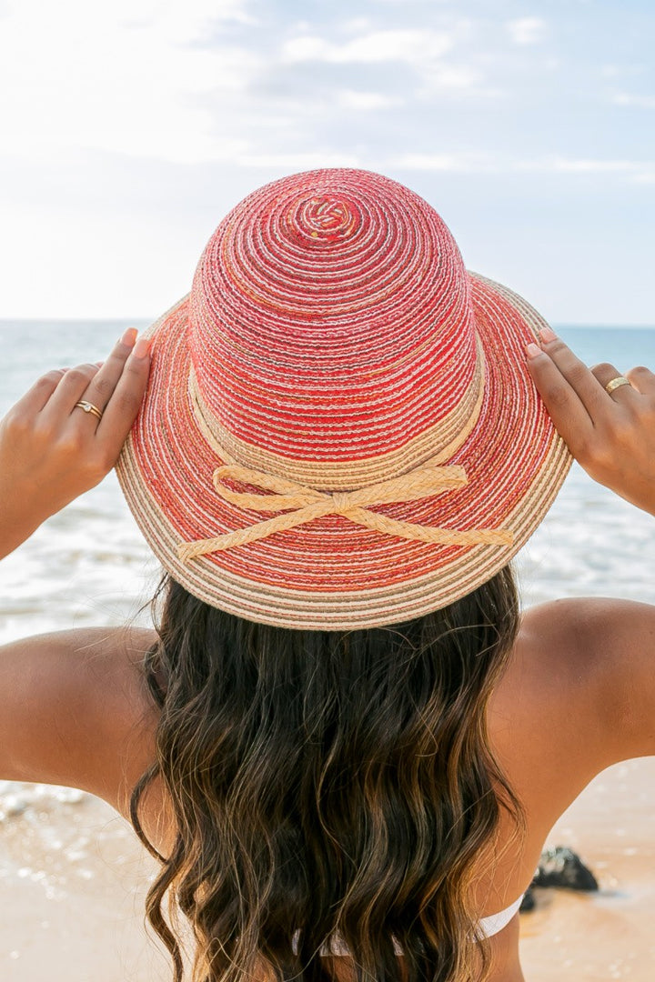 Multi Stripe Bow Accent Bucket Sunhat