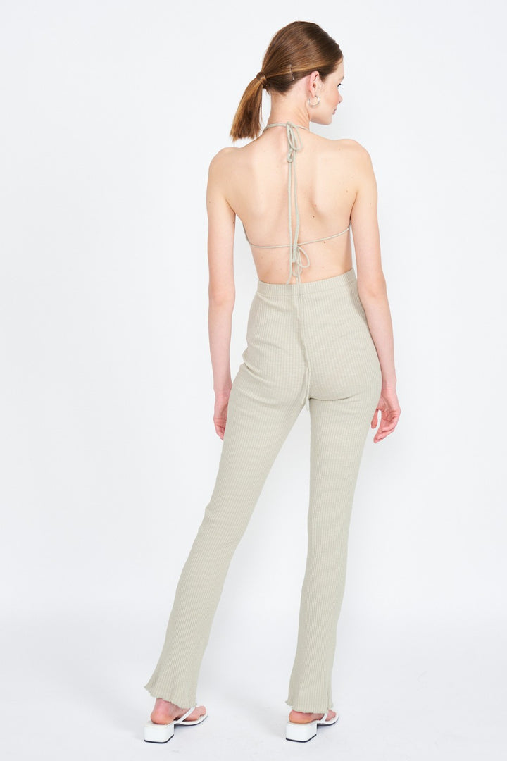 Halter Neck Jumpsuit With Open Back