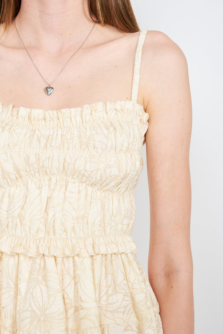Beige Imc7459D 1 Spaghetti Strap Tiered Mini Dress