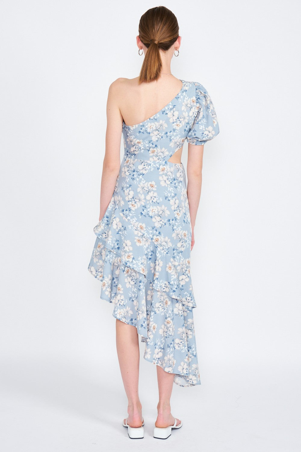 Asymmetric One Shoulder Dress With Cut Out