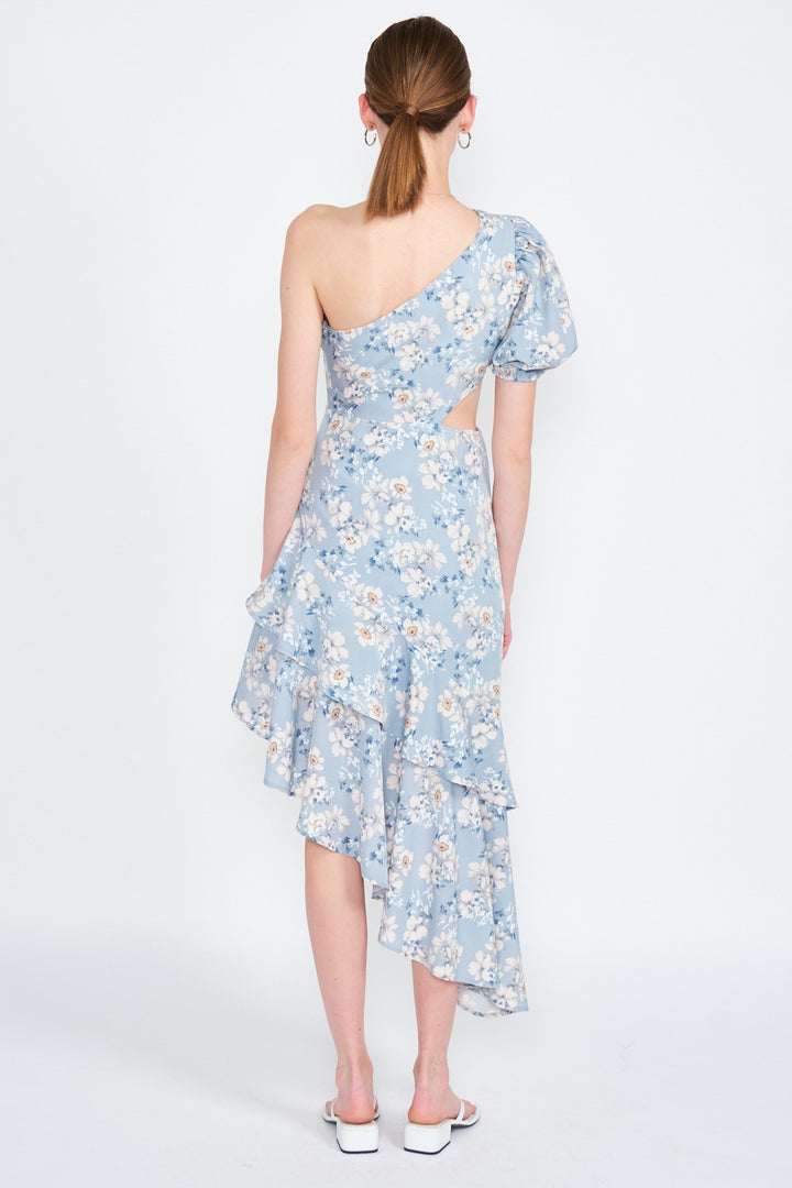 Asymmetric One Shoulder Dress With Cut Out
