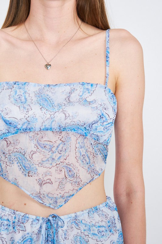 Spaghetti Strap Scarf Tie Top