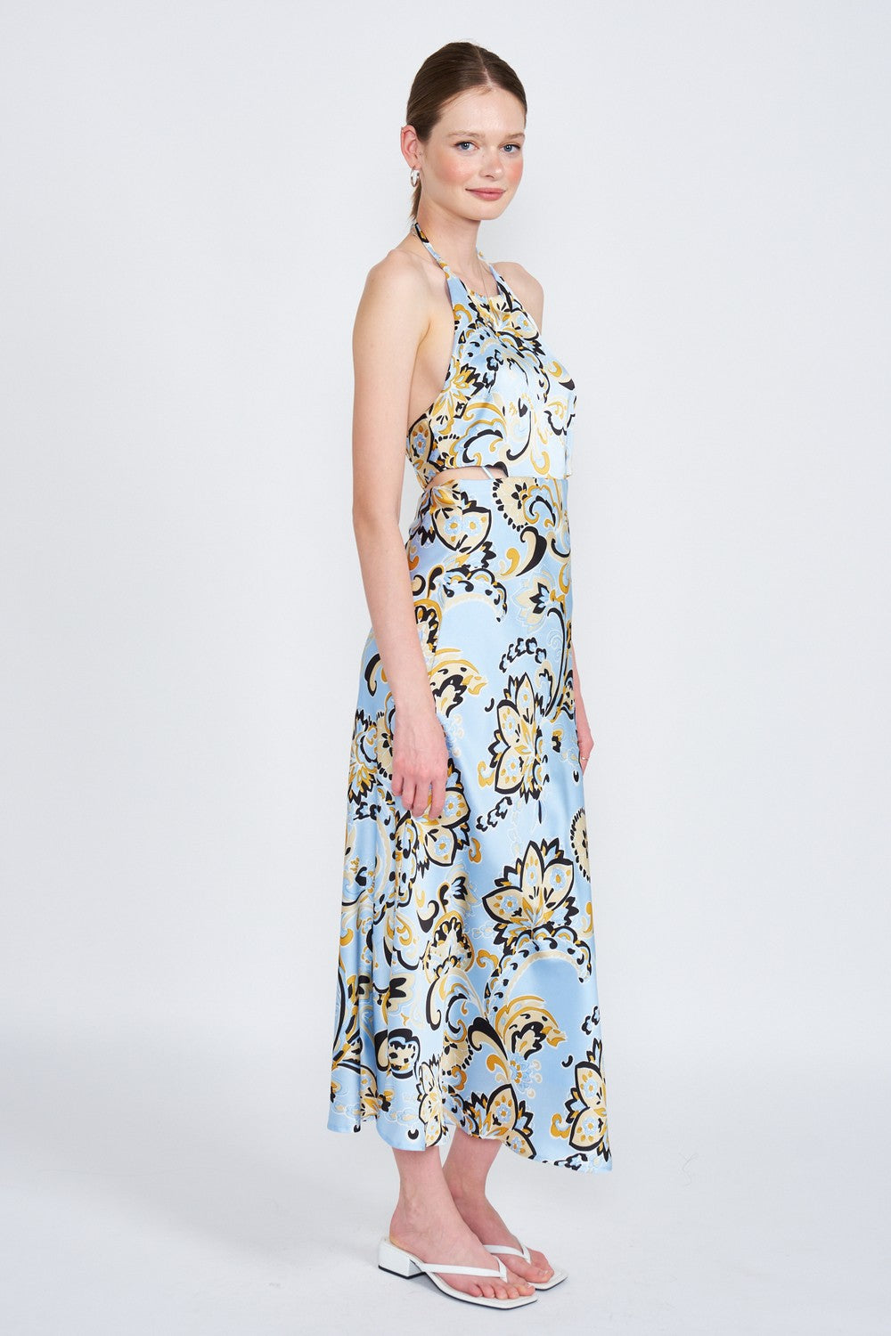 Printed Halter Neck Maxi Dress