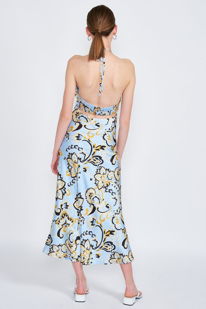 Printed Halter Neck Maxi Dress