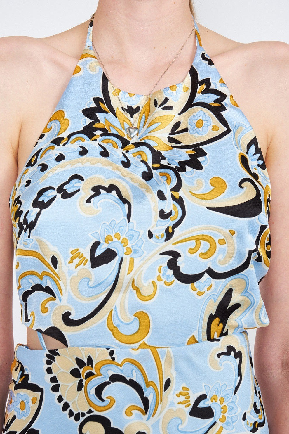 Printed Halter Neck Maxi Dress