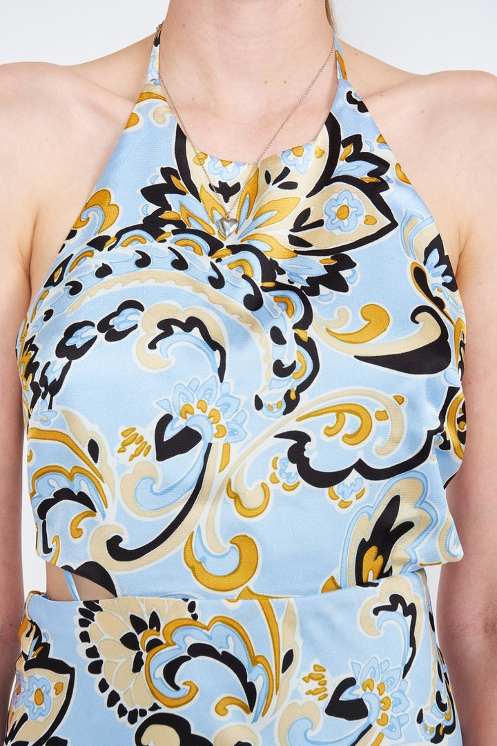 Printed Halter Neck Maxi Dress