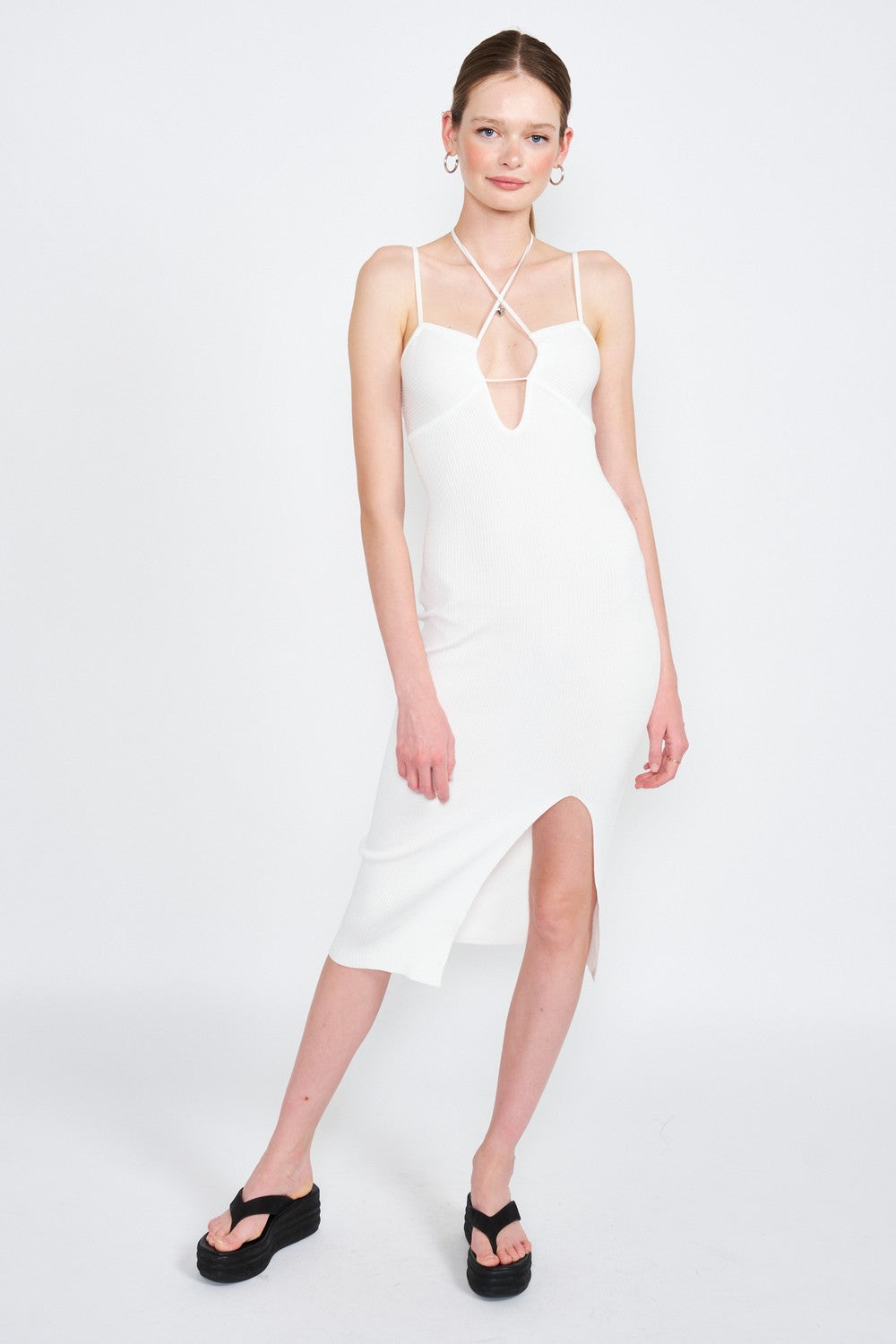 Mint Spaghetti Strap Midi Dress With Slit 2