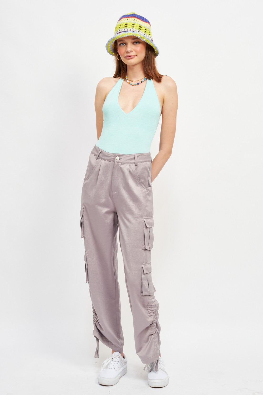 V Neck Halter Bodysuit