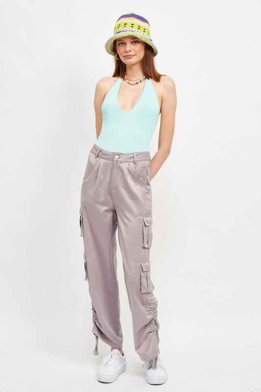 V Neck Halter Bodysuit