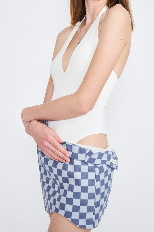 V Neck Halter Bodysuit
